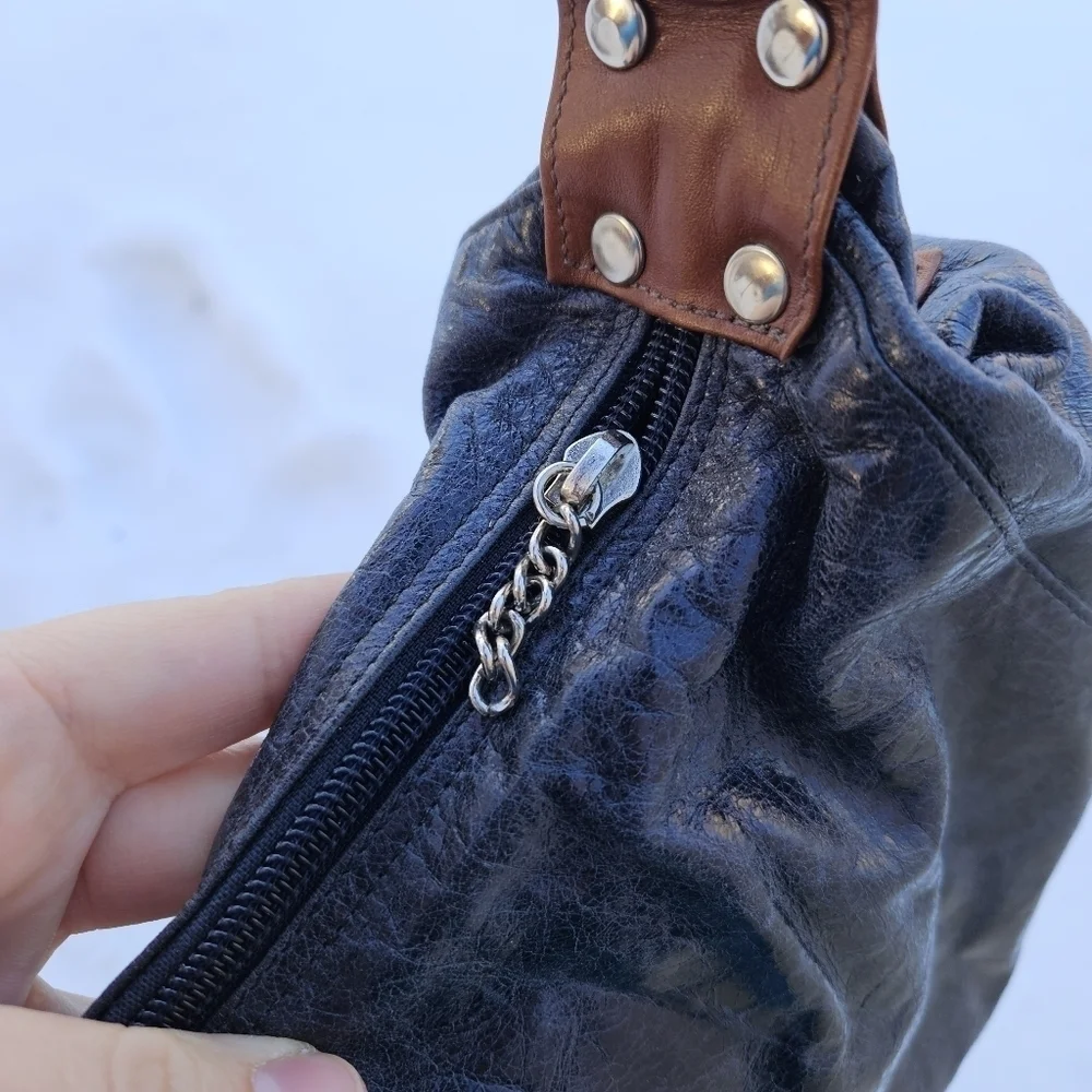 Miss Mak Designs leather hobo bag colorshift gray purple blue